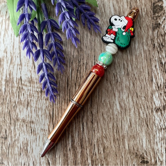 Handcrafted Christmas Pens Beaded Unique Artisan Gifts Office Accessories - Picture 9 of 9